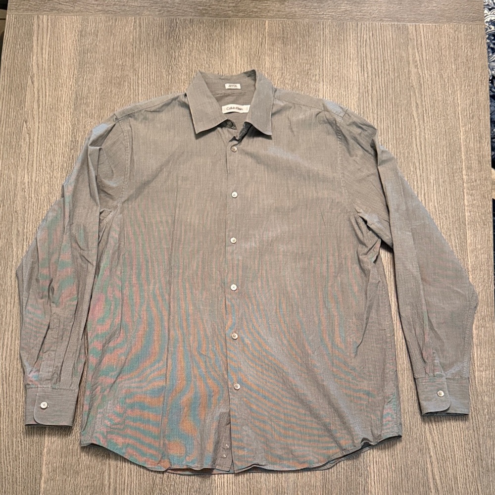 Calvin Klein Men's Gray Button-Down Shirt